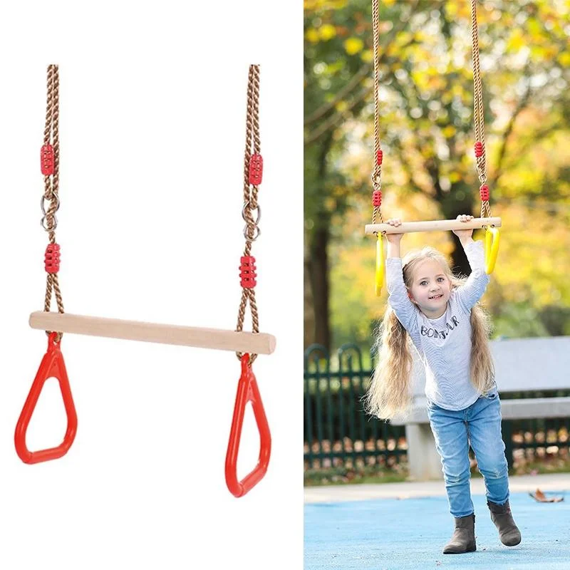 Wooden Stick Injection Molding Handshake Hanging Ring Children Swing, Random Color Delivery