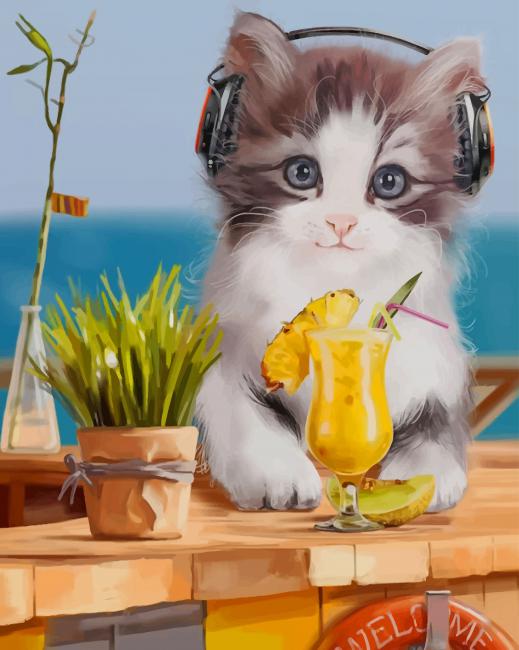 

Kitty Enjoying The Summer – Paint By Numbers - 40*50CM, 501 Original