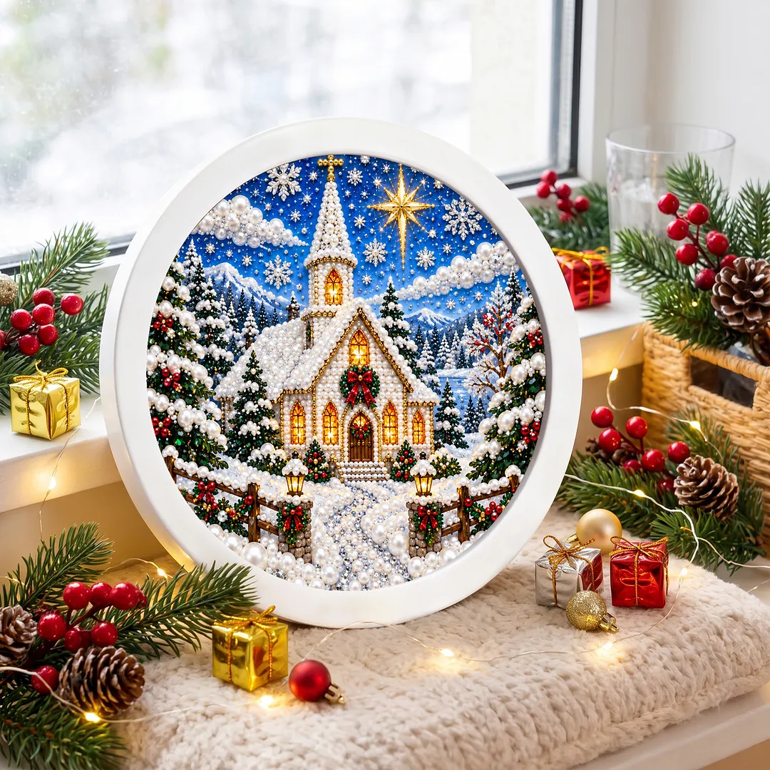 Framed Pearl Painting Craft Kit Church Holiday 7.87x7.87in
