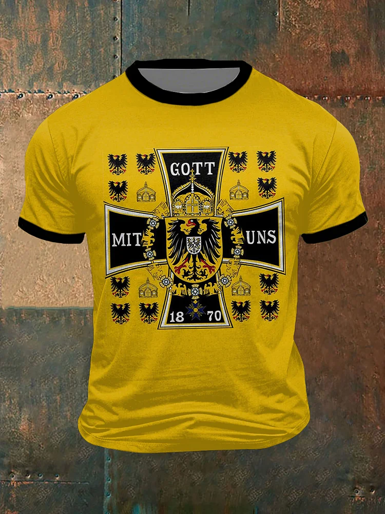 Männer preußischer König Schlacht Flagge 1870 bedrucktes Kurzarm-T-Shirt