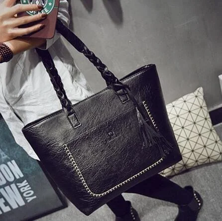 SWDF 2021 Famous Brand Leather Handbag Bolsas Mujer Large Vintage Tassel Shoulder Bags Women Shopping Tote Bag Purse sac a main