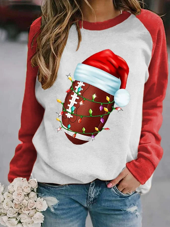 Women's Christmas Footbal Print Casual Sweatshirt