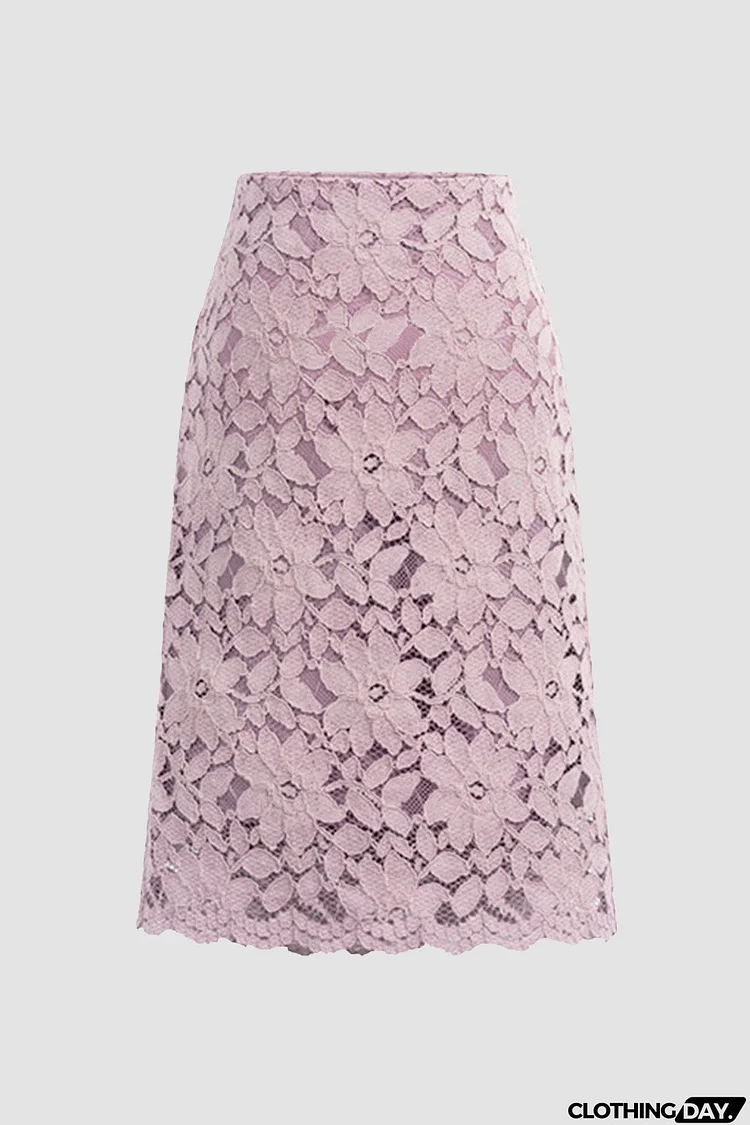 Solid Color Flower Lace Skirt