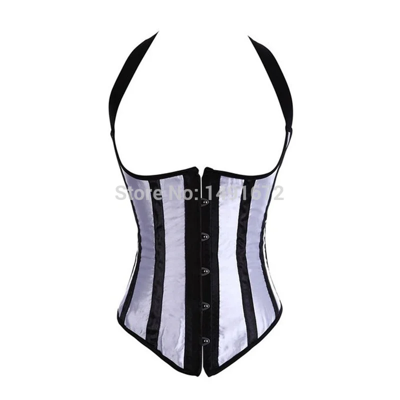 Billionm Sapubonva Underbust Corset Straps Sexy Striped Halter Corsets and Bustiers Tops Plus Size Corselet Overbust Vest Red Black White