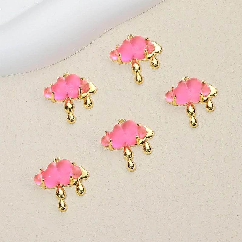 5 PCS/Package Synthetic Resin Copper 18K Gold Plated Clouds Jewelry Accessories Pendant