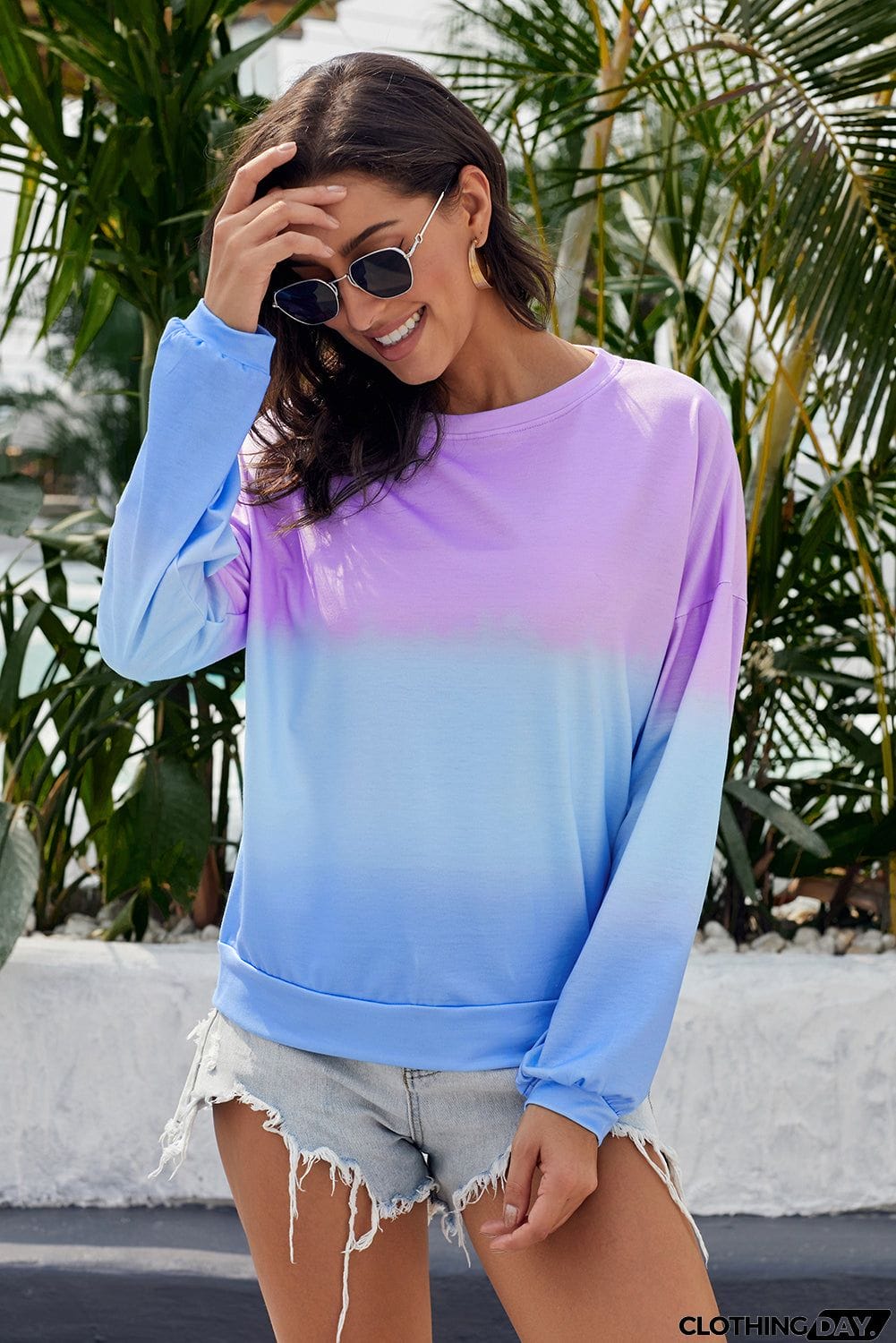 Multicolour Color Block Tie Dye Pullover Sweatshirt