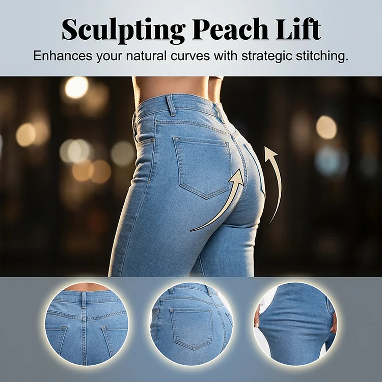 ⏰ Ora solo il 50% di sconto!🔥Jeans a zampa elasticizzati a vita alta da donna