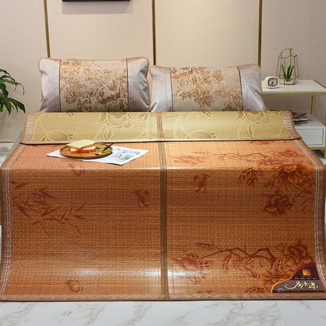 Bamboo mat cool mattress 1.8m bed straw mat foldable double-sided ice silk mat 1.2 summer 1.5m luxury bamboo mat
