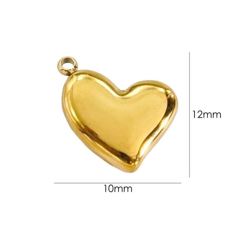 10 Pcs/Package 304 Stainless Steel 14K Gold Plated Heart Shape Pendant