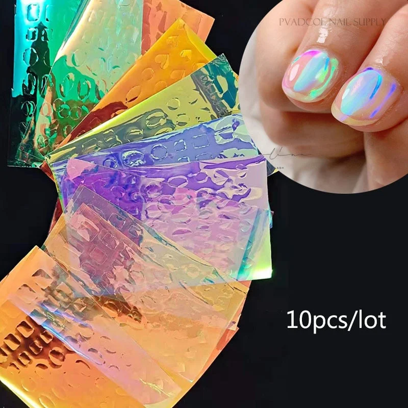 Japanese Nail Art Ice Aurora Nail Sticker Decals Korean Trendy Nails Design Self Adhesive Holographic Slider Manicure Decoration-Nail Inspo