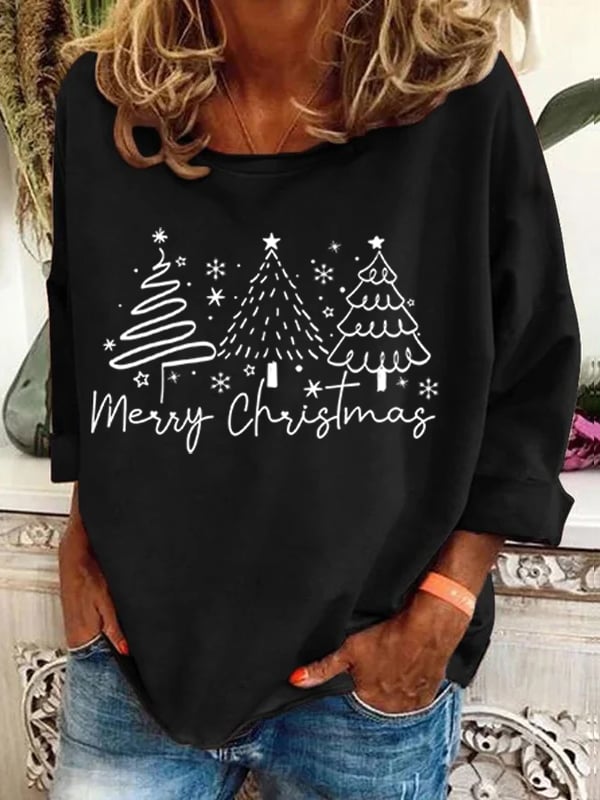 Women's  Merry Christmas  Print Casual Long Sleeve Hoodie