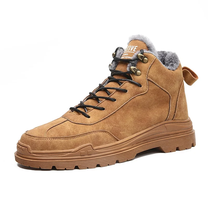 Nine o'clock High-top Men Casual Boots Winter Warm Lined Male Footwear Outdoor Stylish Anti-skid Sneakers Soft Comfort Lace-up