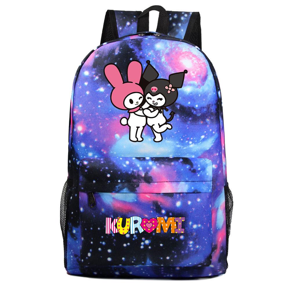 Mayoulove Kuromi Backpack Lightweight Design with Multiple Pockets for School and Outdoor Use-Mayoulove