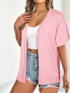 Vibrant Solid Color Open Front Cardigan - Soft, Versatile, Short Sleeve, Perfect for Spring & Summer - Women's Essential Clothing for Everyday Wear