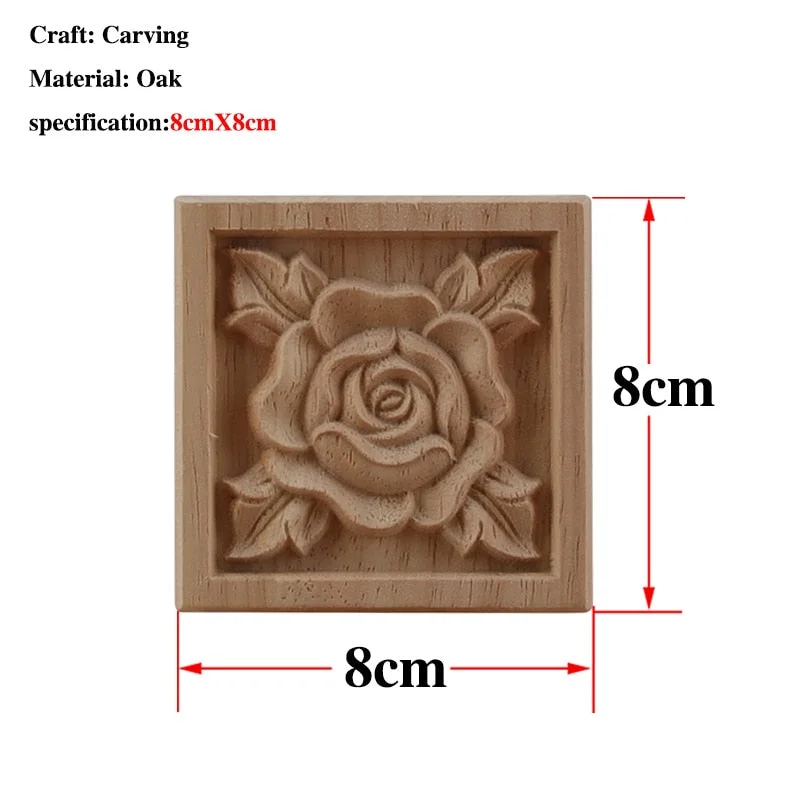 VZLX CAntique Woodcarving Wood Decal Carving Lines Wood Applique Wood Rose Rubber Home Decoration Accessories Cabinet Hot Sale