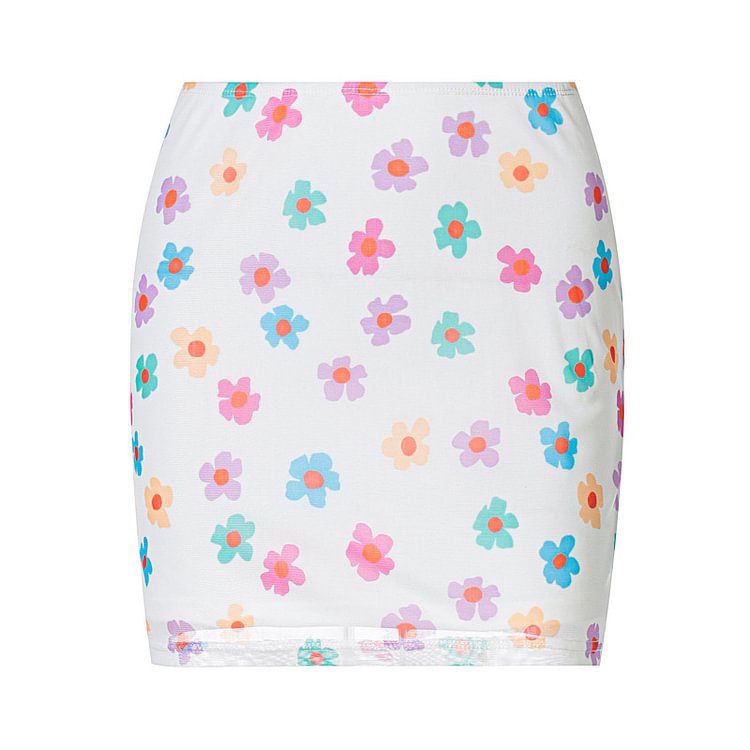 Summer Floral Print Bodycon Mini Skirt - tree - Codlins