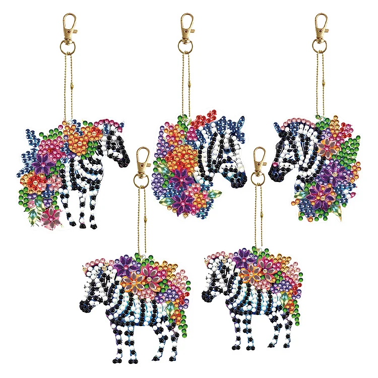 15PCS Animal Double-sided Bright Diamond Art Keychains