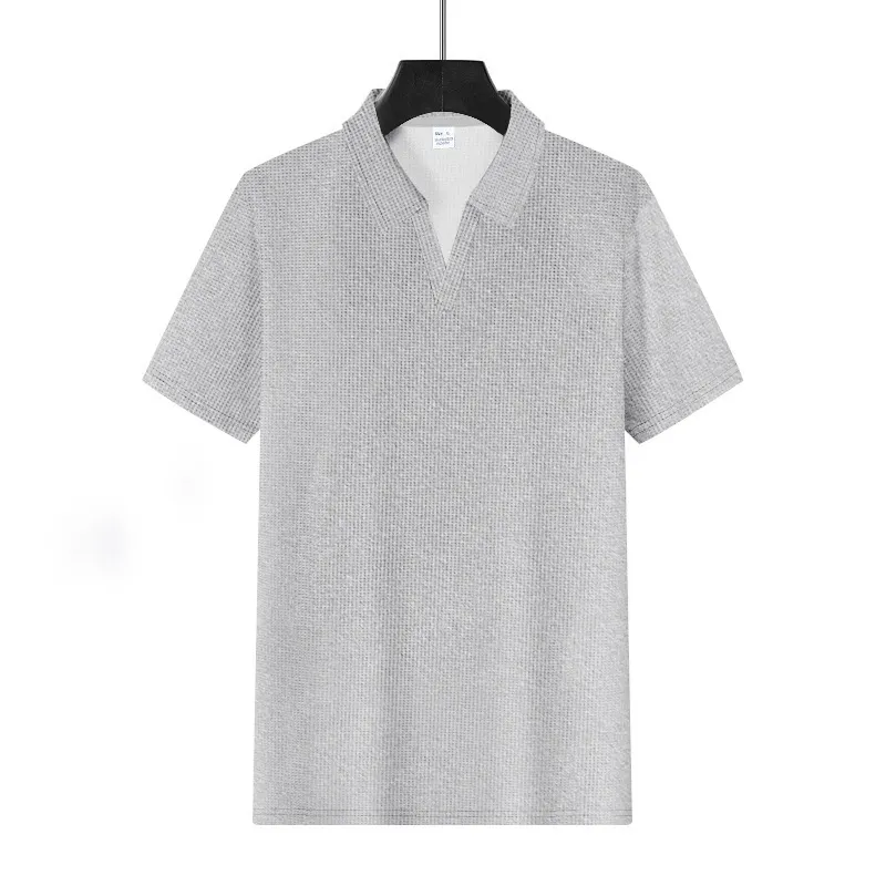 Breathable V-Neck Polo Shirt 2026 Men’s Summer Ice Silk Lightweight Stretch Short Sleeve T-Shirt