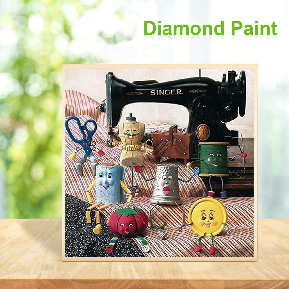 Model and Sewing Machine - Full Round Diamond Painting