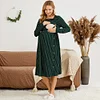 Maternity Round Collar Stripes Full Print Long-sleeve Dress