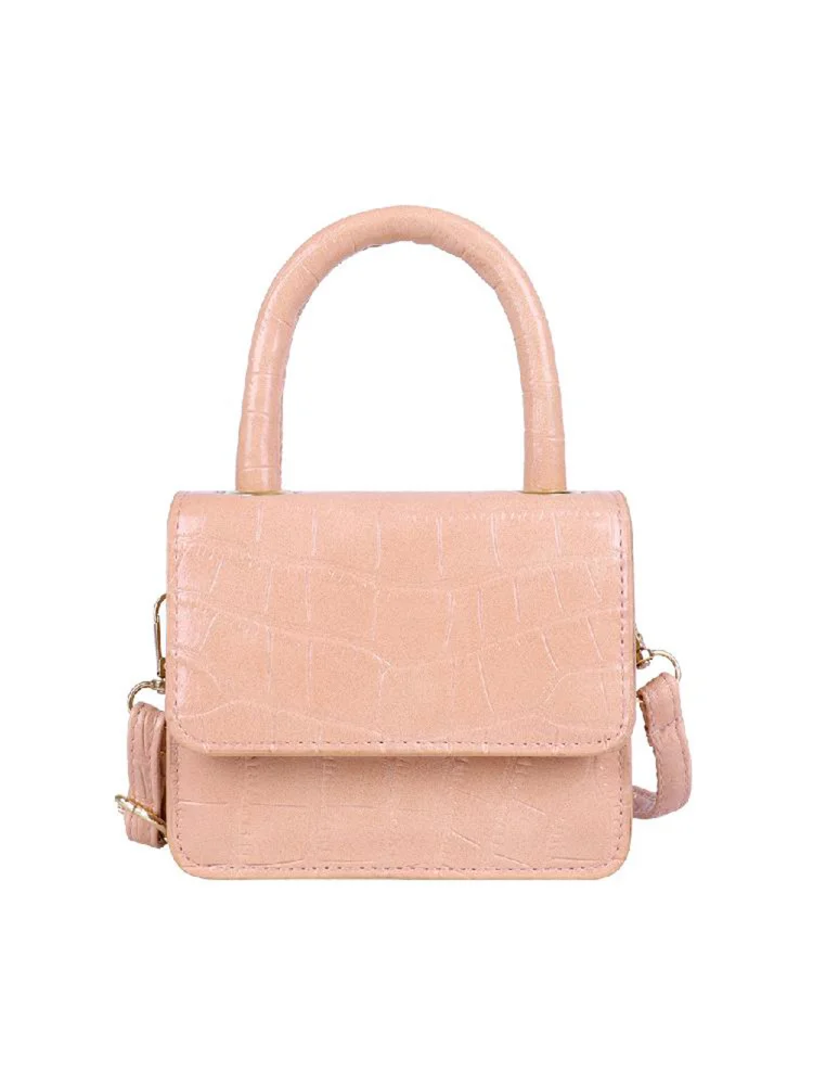 Women Leather Mini Shoulder Handbags Flap Messenger Crossbody Bags (Pink)