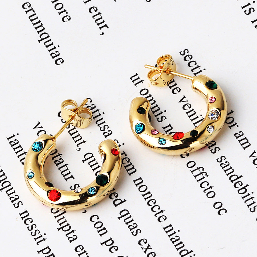 Moderate Luxury Irregular Asymmetrical Zircon Electroplating Bangles
