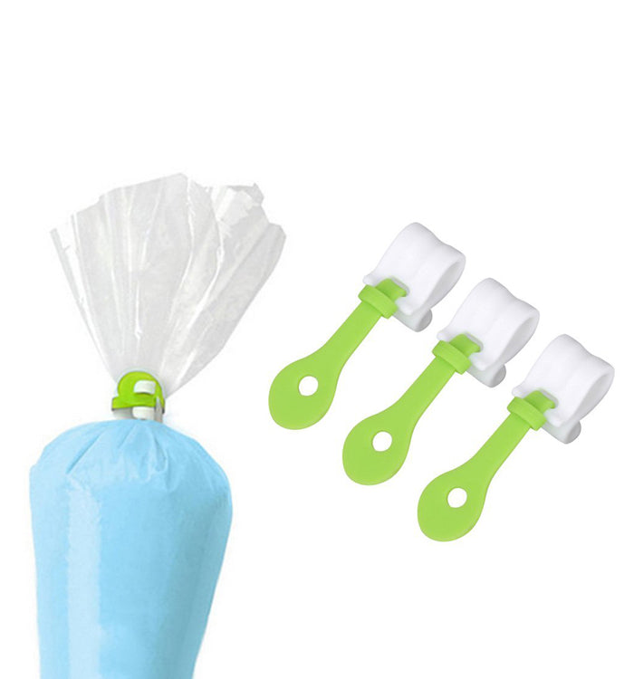 3Pcs Pastry Bag Clips Disposable Cake Icing Decorating Tie Strap