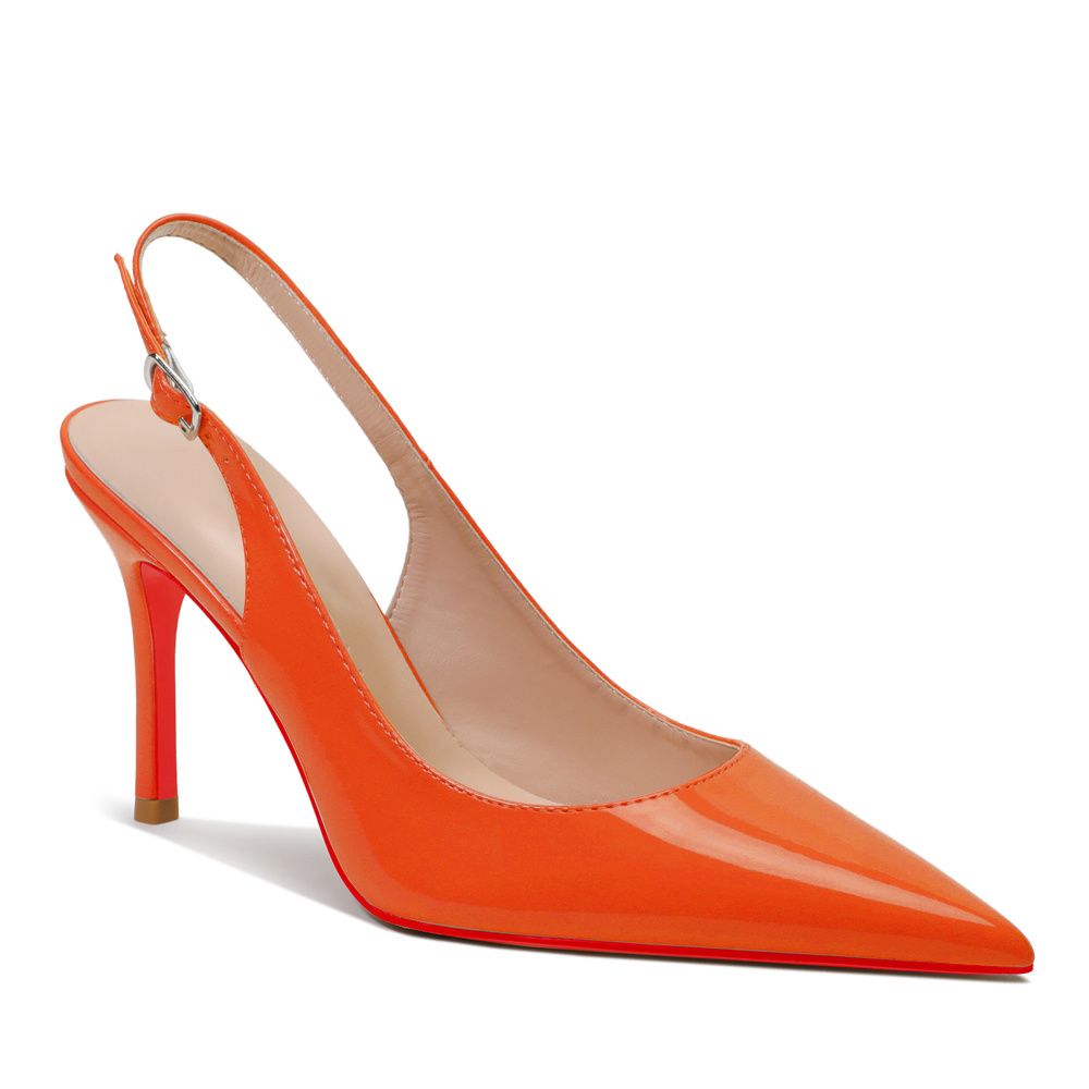 90mm Mid Heels for Women Slingback Pumps Red Bottoms Sandals Daily Pointed Toe Pumps Shoes-MERUMOTE