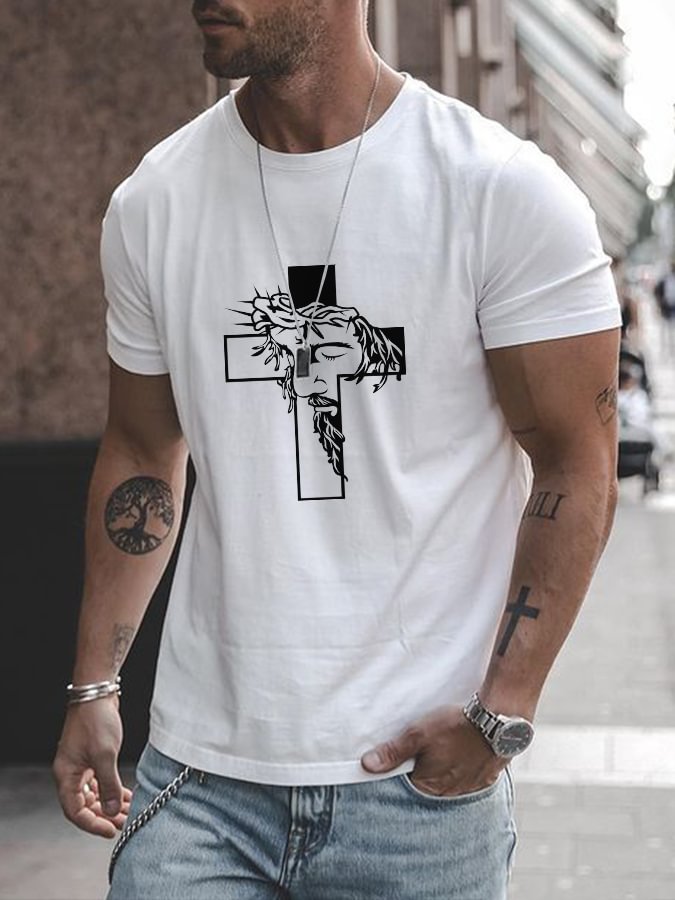 Men's Cotton  White T-Shirt