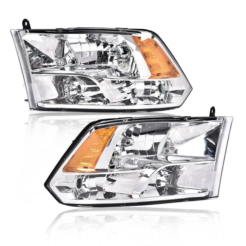 (*U.S. Mainland Only*) Amber Corner Chrome Headlights Left & Right Fit For Dodge Ram 1500 2500 3500 09-18, Ram 4500 5500 11-18