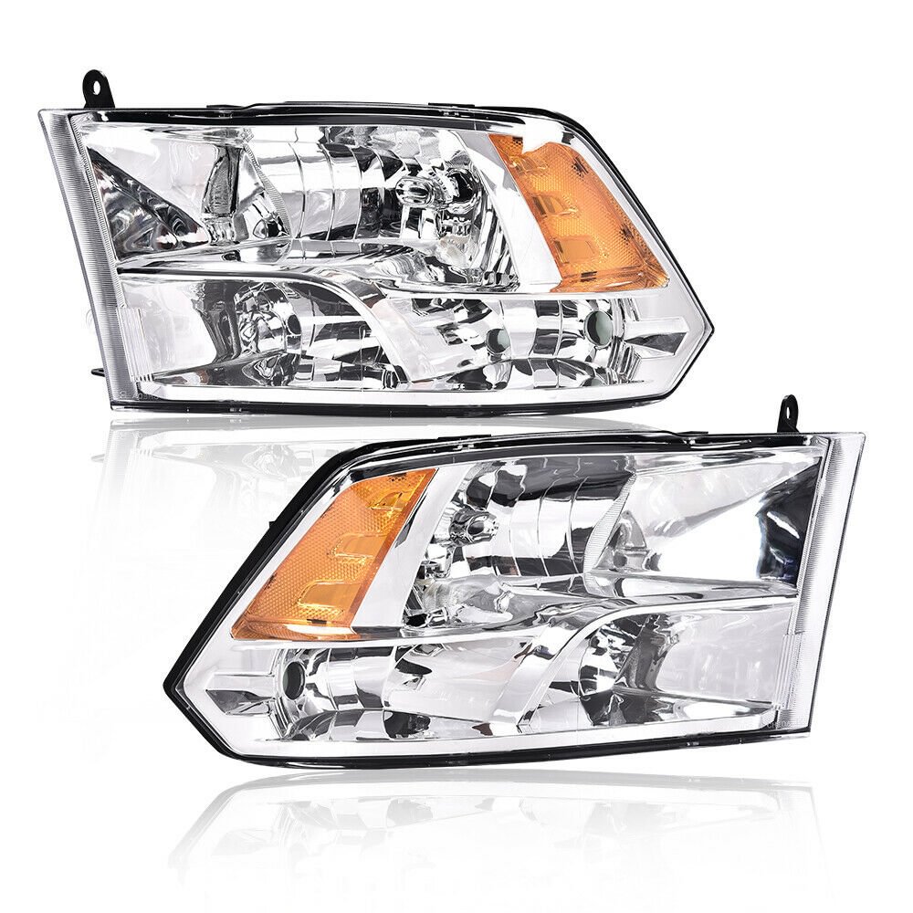 Amber Corner Chrome Headlights Left & Right Fit For Dodge Ram 1500 2500 3500 09-18, Ram 4500 5500 11-18