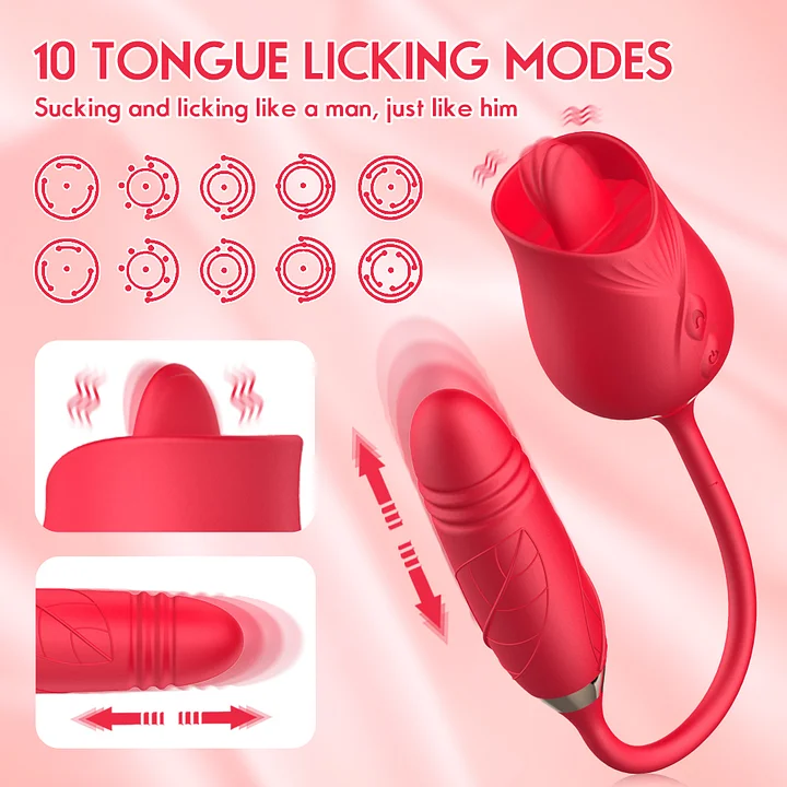 The Rose Toy with Bullet Vibrator - with 10 tongue licking modes
