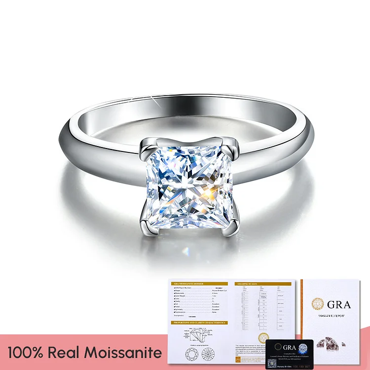 Solitaire Radiant Cut Moissanite Ring Engagement Ring