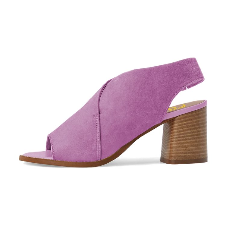 Women's Violet Peep Toe Slingback Block Heel Sandals |FSJ Shoes