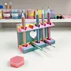 Support de rangement &agrave; d&eacute;coupes en forme de c&oelig;ur &agrave; 10 fentes, stylo &agrave; peinture multicolore et pince &agrave; &eacute;piler, support de rangement pour l&rsquo;organisation