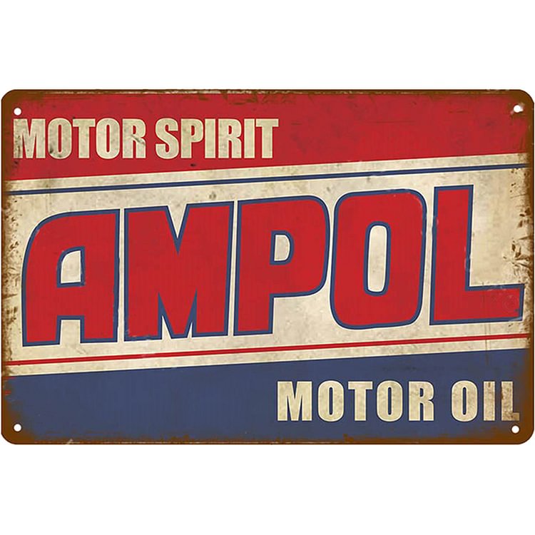 Huile moteur Ampol - Enseigne Vintage Métallique/Enseignes en bois - 20*30cm/30*40cm