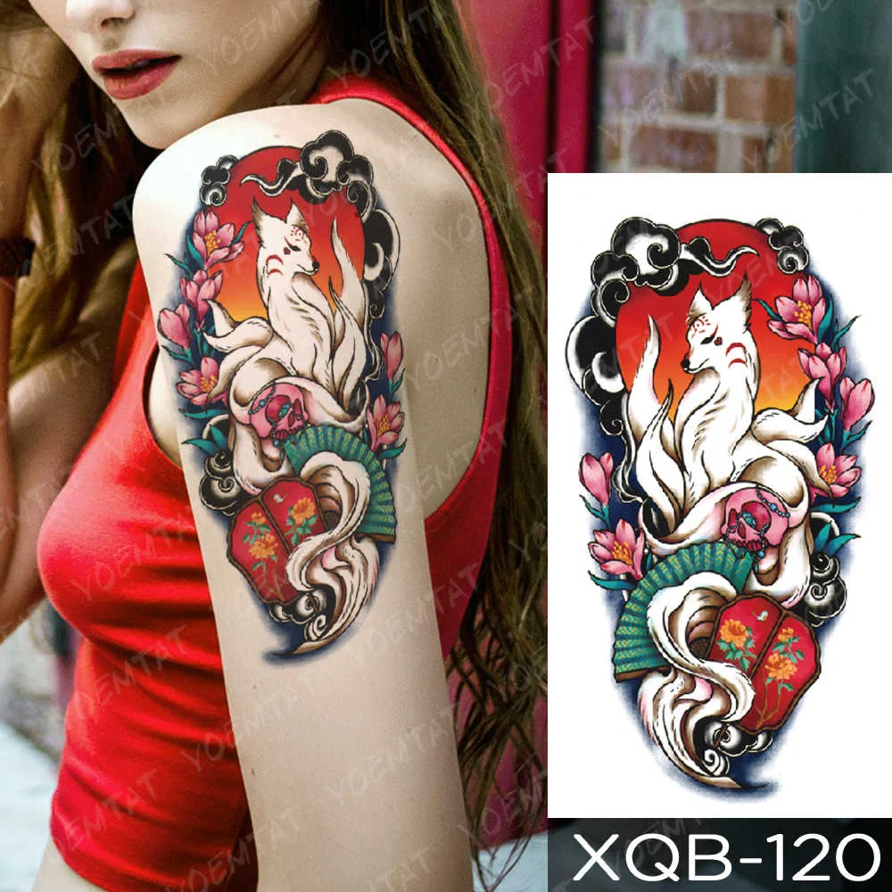 Sdrawing Sdrawing Temporary Sleeve Arm tattoo Sticker Lion Clock Tiger Gear Skeleton Rose tattoos Body Art Fake tatoo Men Women Black