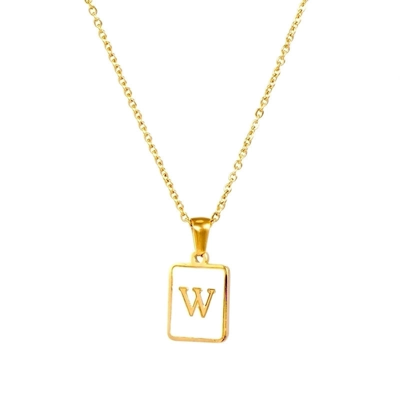 Vintage Style Letter Square 304 Stainless Steel Shell 18K Gold Plated Plating Inlay Pendant Necklace