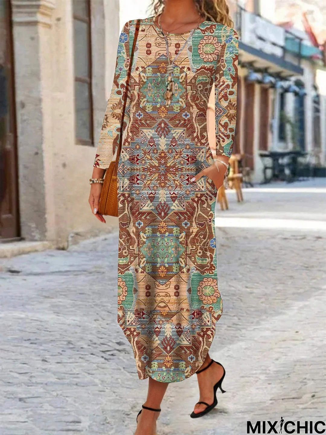 Loose Jersey Ethnic Dress