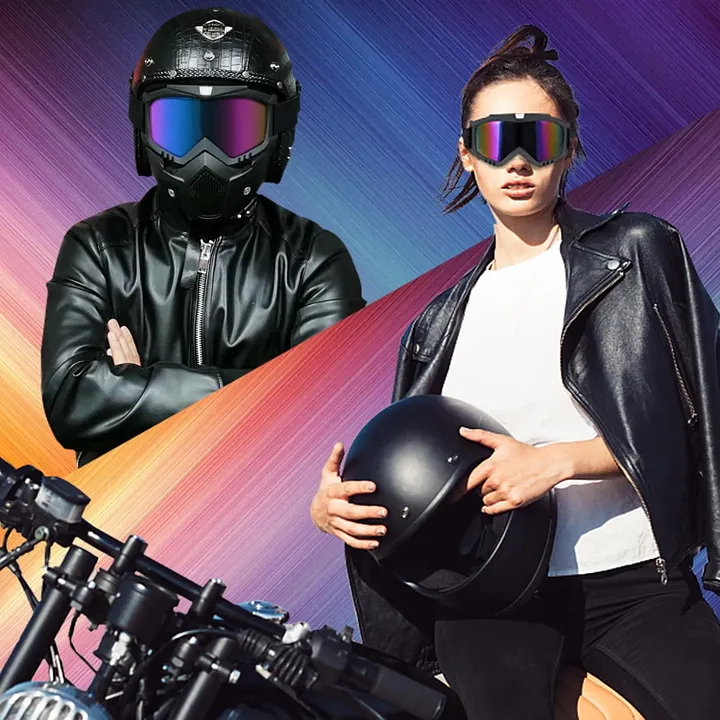 Retro Cool Skull Motorcycle Goggles - Motorcycle Sunglasses, Fogless, Warm, Adjustable Elastic Strap, Windproof, Breathable, UV Protection Motocross Protective Gear with Visor Lens for Off-Road Riding