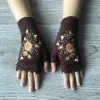 Gants chauds en tricot brod&eacute;s pour femmes