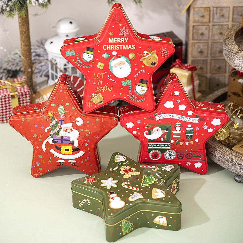Christmas Cute Pentagram Tinplate Holiday Family Gathering Party Gift Wrapping Supplies Gift Wrapping Supplies
