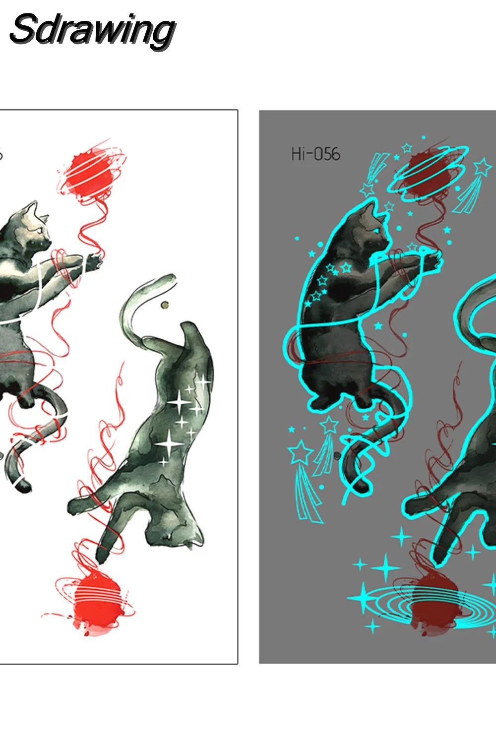 Sdrawing Temporary Tattoo Stickers Lovely Cat Star Rabbit panda Animal Festival Party Glowing Cool Face Tatoo for kid Women