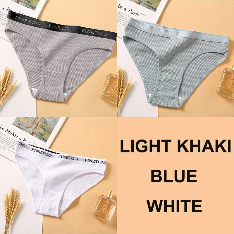 3PCS Women Cotton Underwear Panties Female Sexy Briefs Brand  Band Waist Pantys Set Solid Color Intimates Lingerie for Girl M-XL