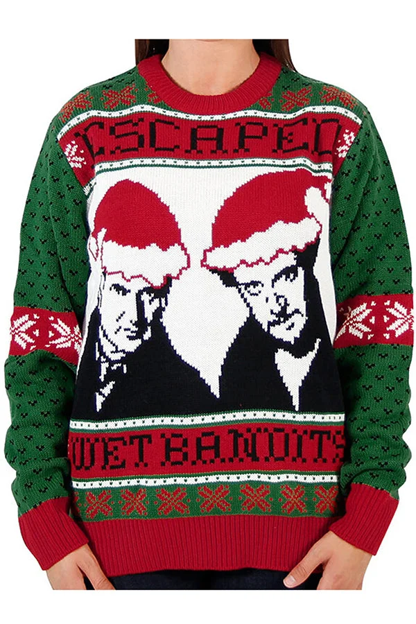 Home Alone Bandits Ugly Christmas Sweater Red-elleschic