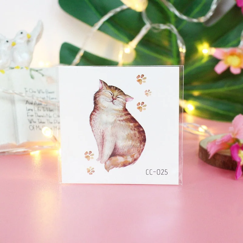 Cartoon Cat and Dog Face Stickers Tattoo Stickers Waterproof Girl/Child Cute Makeup Stickers Small Tattoo Pet Temporary Tattoos