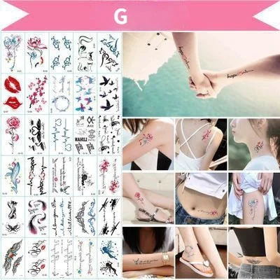 3D personality children young men and women fashion flowers simple text love arm neck wrist waterproof temporary tattoo stickers