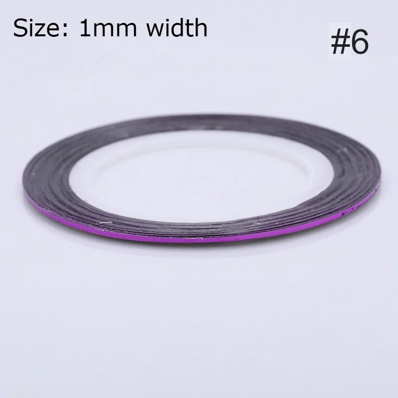 1mm 2mm 6mm Matte Glitter Nail Striping Tape Line Rainbow Multi Color Styling Tool Sticker Decal  DIY Decoration-Nail Inspo