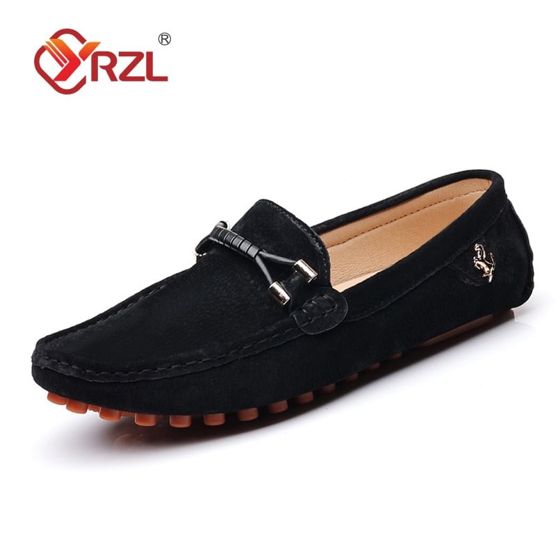 YRZL Loafers Men New Design Suede Loafers Genuine Leather Slip on Moccasins Men Comfy Green Driving Loafers for Men