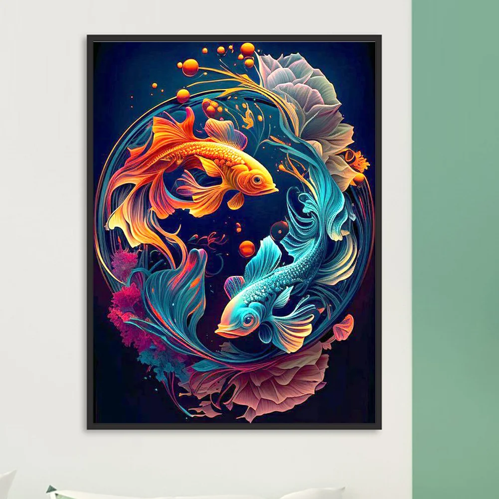 Diamond Painting - Full Round Drill - Yin Yang Fish(Canvas|30*40cm)